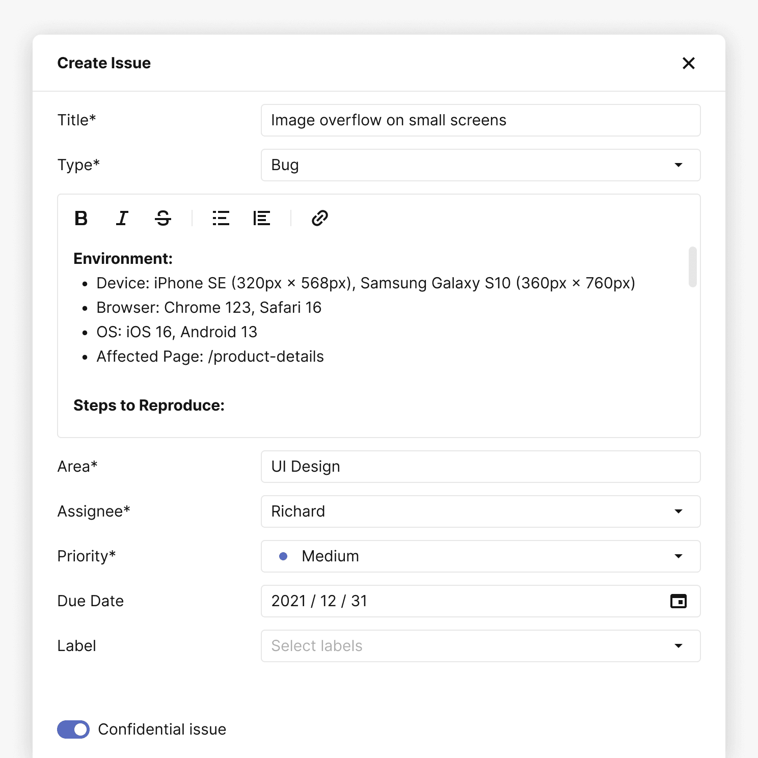 Issue Creation